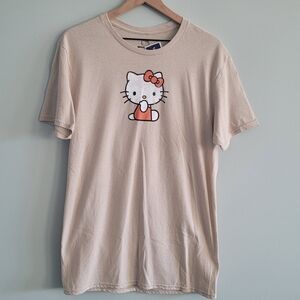 Hello Kitty Beige T-Shirt Rainbow Fall Leaves NWT